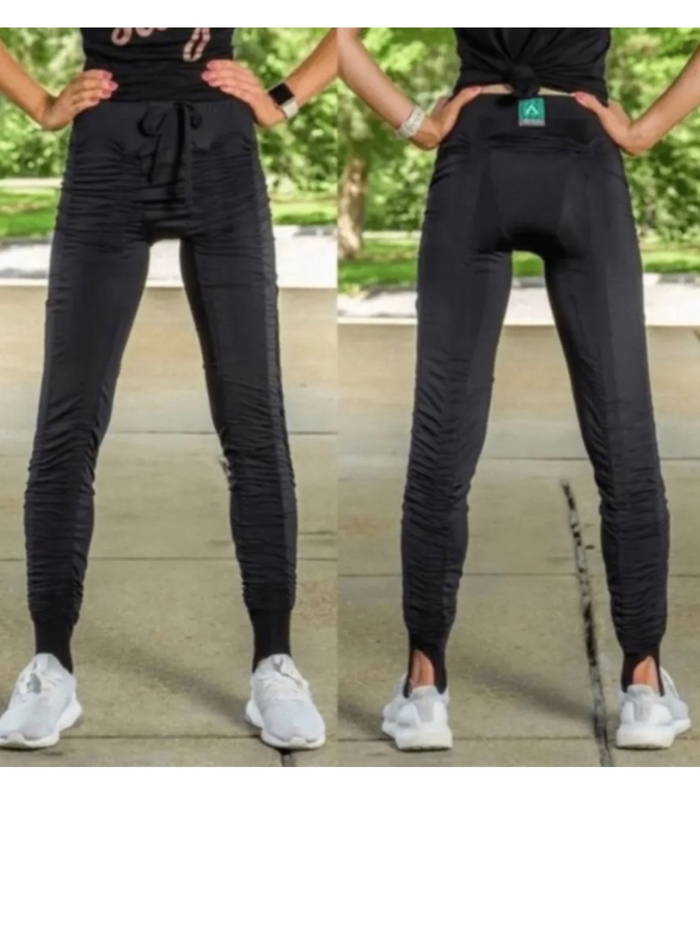 Agogie Wearable Resistance Leggings +20 Compression Ruched Black Sz XXL (2X) EUC
